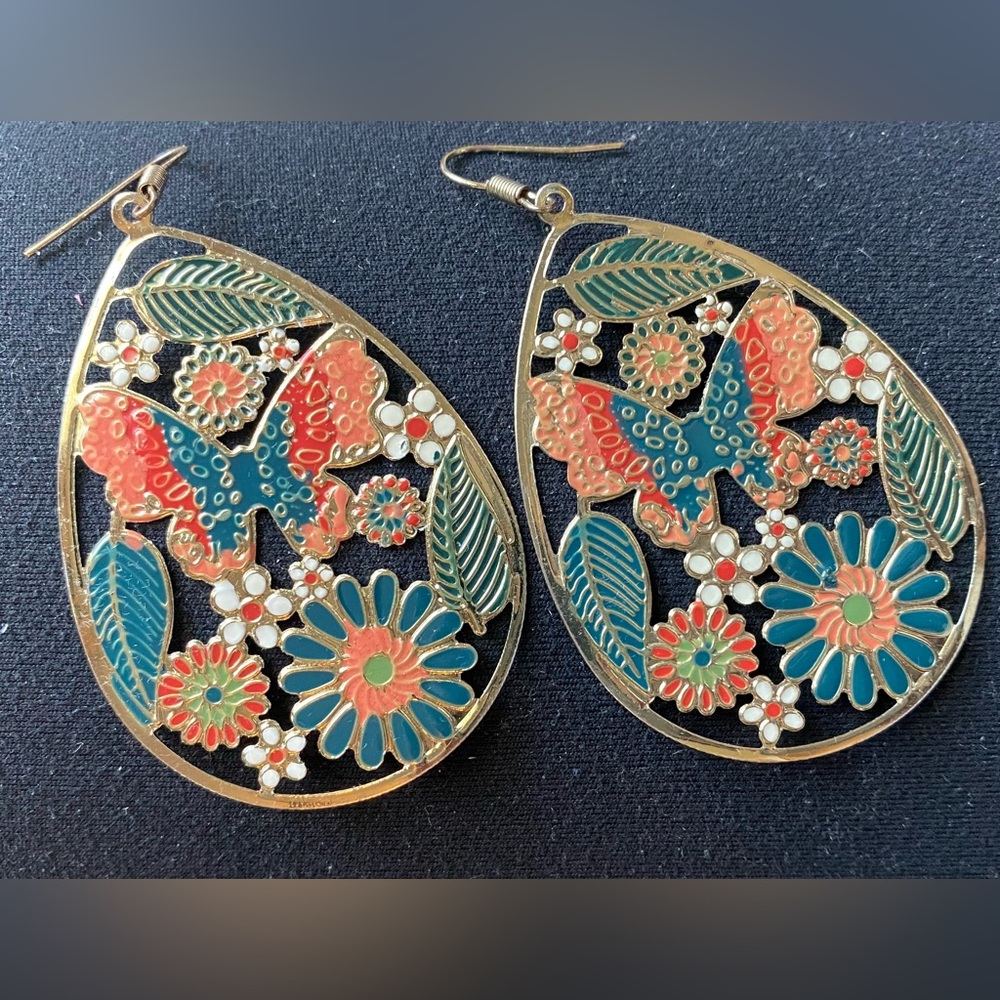 Colorful Butterfly and Floral Earrings